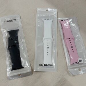 Source Unknown Silicone Watch Bands — Black, White, Pink (38/40mm)